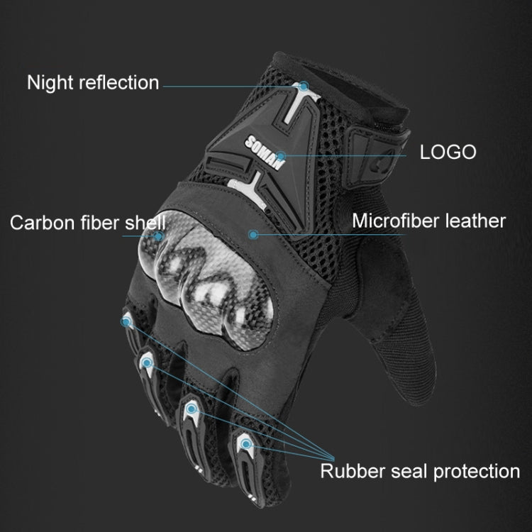 SOMAN Motorradfahr Handschuhe Anti-Sturz Atmungsaktiv Rutschfest Carbonfaser, M, L, XL, XXL