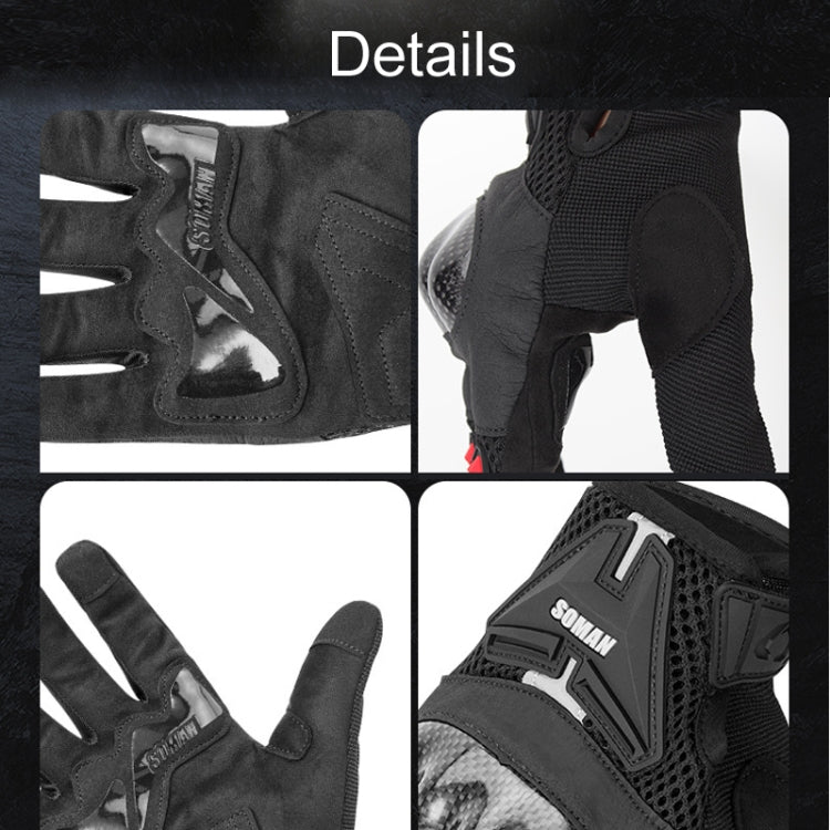 SOMAN Motorradfahr Handschuhe Anti-Sturz Atmungsaktiv Rutschfest Carbonfaser, M, L, XL, XXL