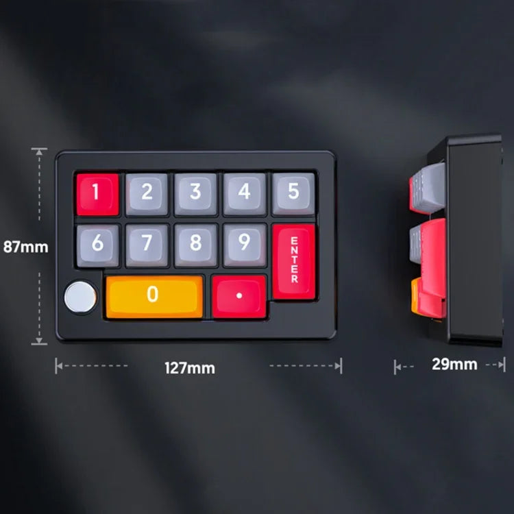 MKESPN 13 Tasten RGB Multifunktions-Makro-Programmierung Mechanisches Tastenfeld kabelgebunden mit Drehknopf-Tastatur