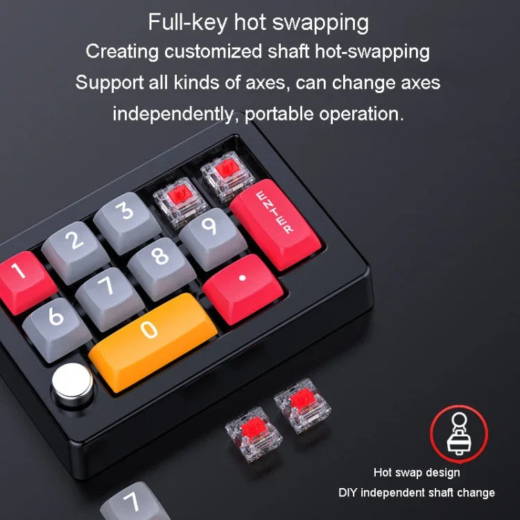 MKESPN 13 Tasten RGB Multifunktions-Makro-Programmierung Mechanisches Tastenfeld kabelgebunden mit Drehknopf-Tastatur