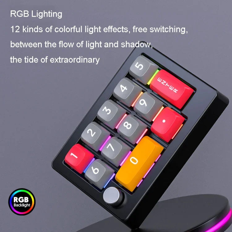 MKESPN 13 Tasten RGB Multifunktions-Makro-Programmierung Mechanisches Tastenfeld kabelgebunden mit Drehknopf-Tastatur