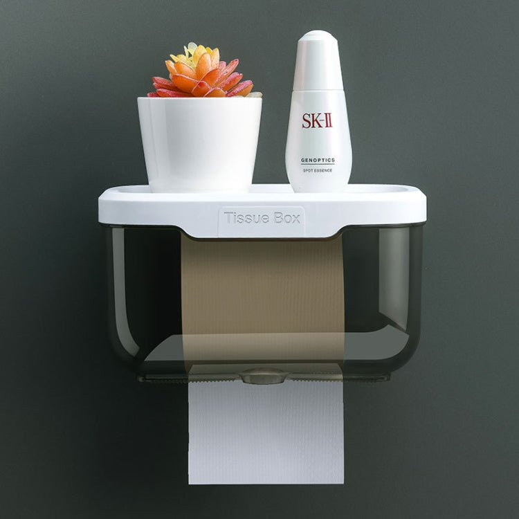 Badezimmer Wandmontierte transparente wasserdichte Tissue-Box, ohne Bohren, WC Aufbewahrungsregal, Groß (Schwarz), Groß (Pink), Klein (Schwarz), Klein (Pink)