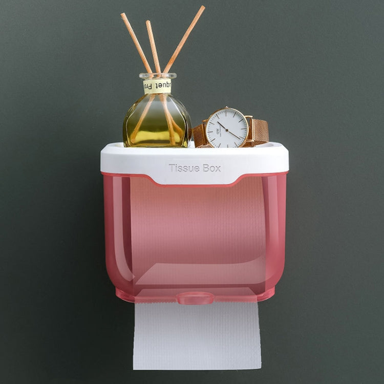 Badezimmer Wandmontierte transparente wasserdichte Tissue-Box, ohne Bohren, WC Aufbewahrungsregal, Groß (Schwarz), Groß (Pink), Klein (Schwarz), Klein (Pink)