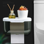 Badezimmer Wandmontierte transparente wasserdichte Tissue-Box, ohne Bohren, WC Aufbewahrungsregal, Groß (Schwarz), Groß (Pink), Klein (Schwarz), Klein (Pink)