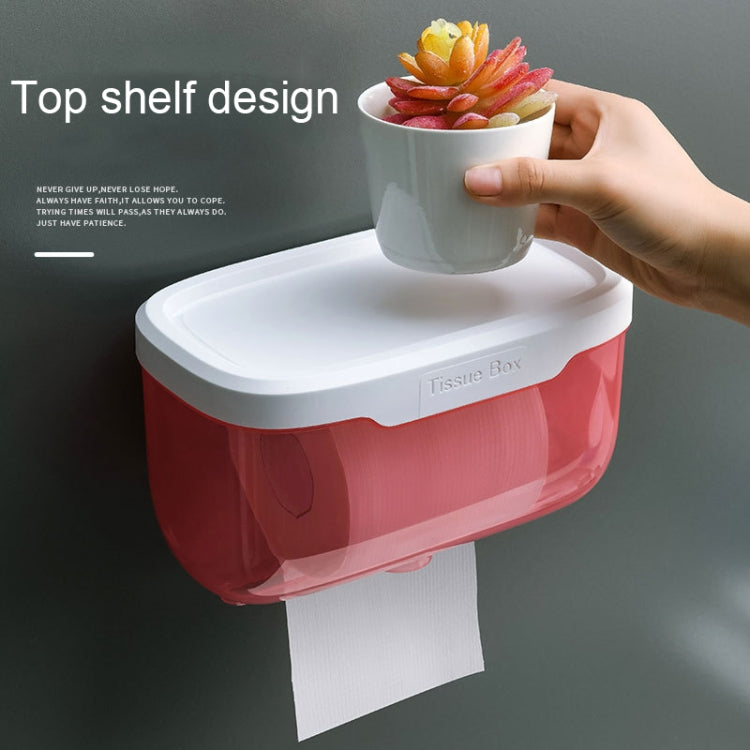 Badezimmer Wandmontierte transparente wasserdichte Tissue-Box, ohne Bohren, WC Aufbewahrungsregal, Groß (Schwarz), Groß (Pink), Klein (Schwarz), Klein (Pink)