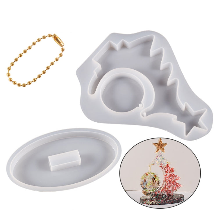 Kristall-Epoxidharz-Weihnachtsbaum-Silikonform, ohne Perlenkette, mit 10 goldenen Perlenketten, mit 10 silbernen Perlenketten, mit 10 bunten Perlenketten
