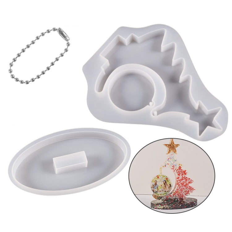 Kristall-Epoxidharz-Weihnachtsbaum-Silikonform, ohne Perlenkette, mit 10 goldenen Perlenketten, mit 10 silbernen Perlenketten, mit 10 bunten Perlenketten