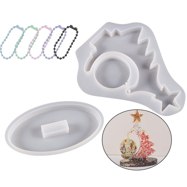 Kristall-Epoxidharz-Weihnachtsbaum-Silikonform, ohne Perlenkette, mit 10 goldenen Perlenketten, mit 10 silbernen Perlenketten, mit 10 bunten Perlenketten