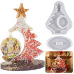 Kristall-Epoxidharz-Weihnachtsbaum-Silikonform, ohne Perlenkette, mit 10 goldenen Perlenketten, mit 10 silbernen Perlenketten, mit 10 bunten Perlenketten