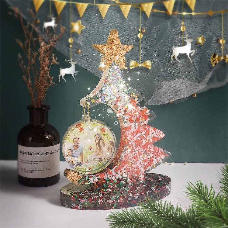 Kristall-Epoxidharz-Weihnachtsbaum-Silikonform, ohne Perlenkette, mit 10 goldenen Perlenketten, mit 10 silbernen Perlenketten, mit 10 bunten Perlenketten