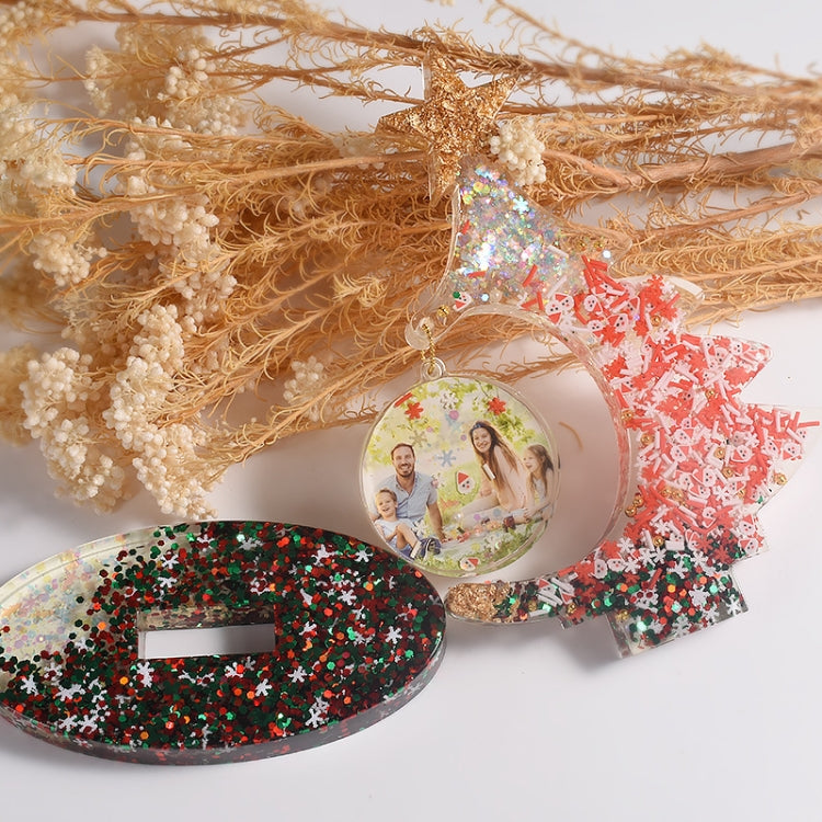 Kristall-Epoxidharz-Weihnachtsbaum-Silikonform, ohne Perlenkette, mit 10 goldenen Perlenketten, mit 10 silbernen Perlenketten, mit 10 bunten Perlenketten