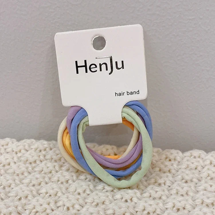 6er-Set Handtuch-Kreis-Haargummiband, hochelastisch, ohne Nähen