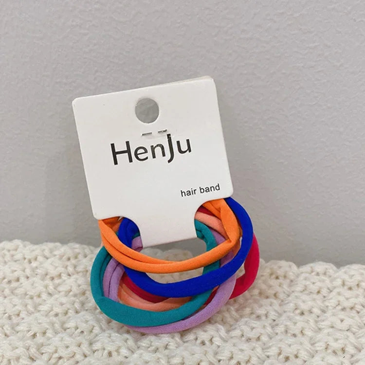 6er-Set Handtuch-Kreis-Haargummiband, hochelastisch, ohne Nähen