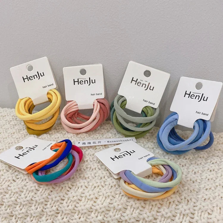 6er-Set Handtuch-Kreis-Haargummiband, hochelastisch, ohne Nähen