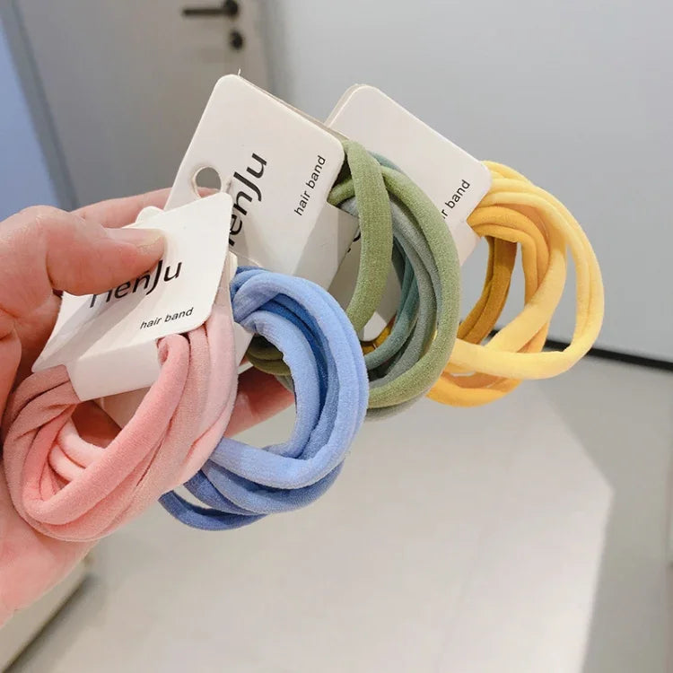 6er-Set Handtuch-Kreis-Haargummiband, hochelastisch, ohne Nähen