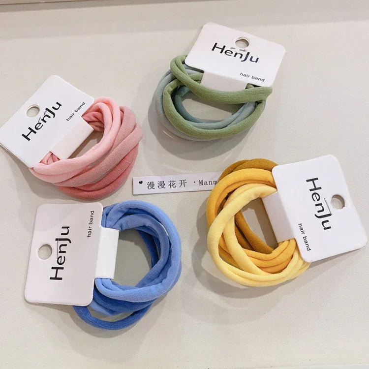 6er-Set Handtuch-Kreis-Haargummiband, hochelastisch, ohne Nähen