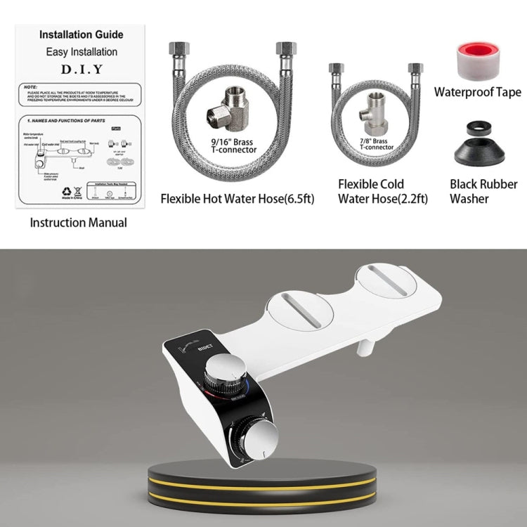 Bidet-Toilettenaufsatz mit warmem und kaltem Doppeldüsen-Waschmodus für die persönliche Hygiene, 7/8 für Nordamerika, 1/2 für Asien/Australien/UK, 3/8 für Europa