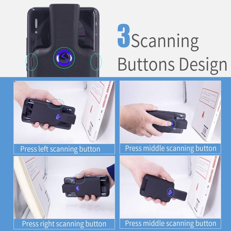 HC101D 2D Bluetooth Barcode-Scanner kabelloser Rückclip Telefon Barcode-Leser, 2D Mitte, 2D Seite