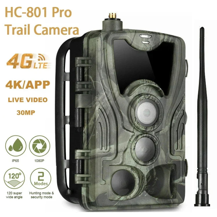 HC-801Pro 4K 4G Outdoor Jagdkamera App-Fernbedienung zur jederzeitigen Anzeige von Fotos und Videos auf dem Mobiltelefon, EU-Stecker, US-Stecker, AU-Stecker