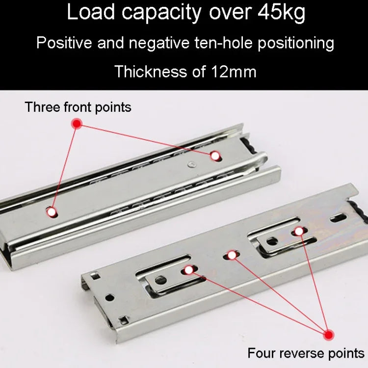 1 Paar verdickte dreiteilige Kugelführungsschiene, gedämpfter Schubladenauszug, 4 Zoll 10 cm, 6 Zoll 16 cm, 8 Zoll 20 cm
