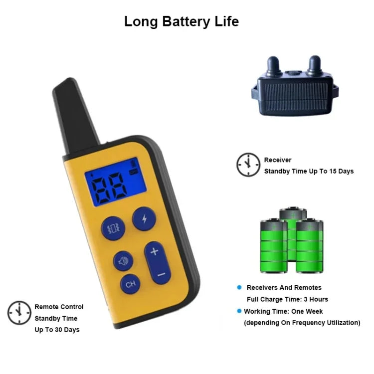 800 m Fernbedienung Hundetrainer Antibellhalsband mit Elektroschock und Vibration