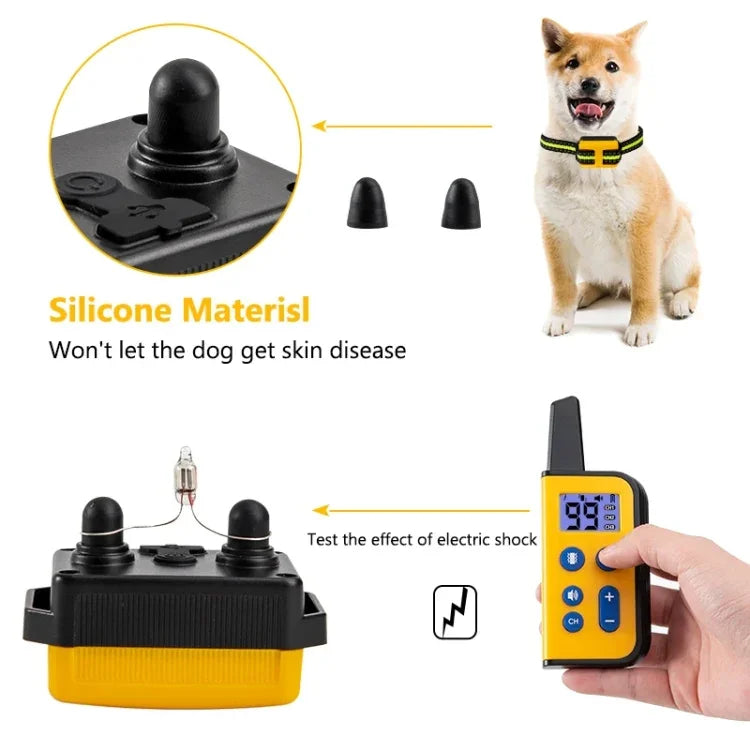 800 m Fernbedienung Hundetrainer Antibellhalsband mit Elektroschock und Vibration