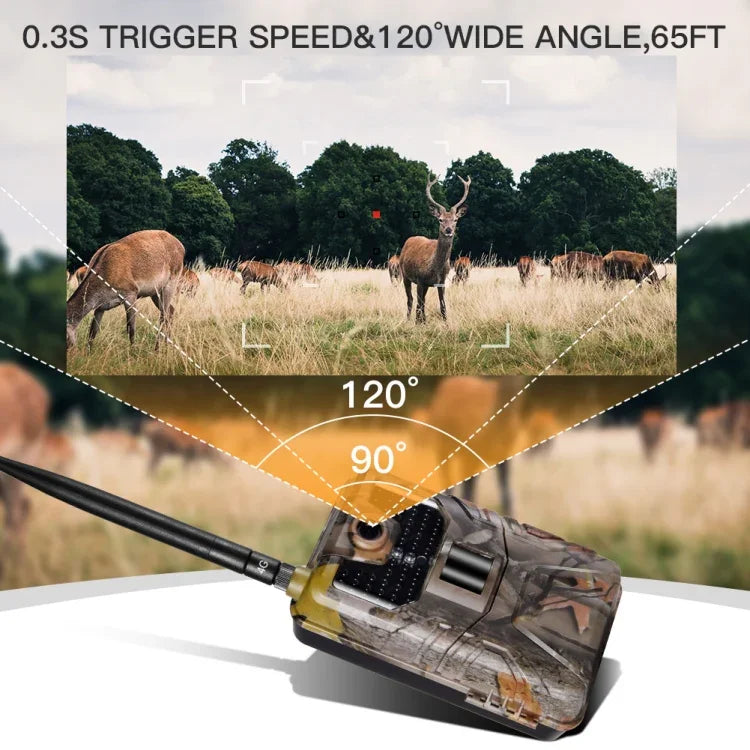 20MP 2K Wildkamera Jagdkamera Fotofalle Nachtsicht 4G SMS MMS SMTP Mobilfunk Überwachungskamera, HC-900LTE