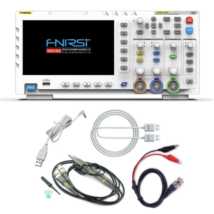 FNIRSI 2-in-1 Dual-Kanal 100M Bandbreite Digitaloszilloskop 1GS Abtast-Signalgenerator, EU-Stecker, 1014D, 1014D + P4100 Sonde