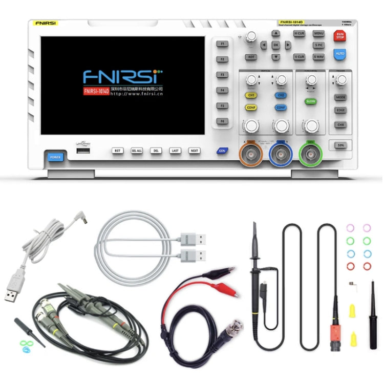 FNIRSI 2-in-1 Dual-Kanal 100M Bandbreite Digitaloszilloskop 1GS Abtast-Signalgenerator, EU-Stecker, 1014D, 1014D + P4100 Sonde