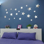 20 Stk./Set Acryl-Sterne, Spiegel, Stereo-Wandtattoo, Heimdekoration, weicher Spiegel, Sterne