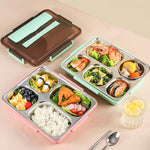 304 Edelstahl Brotdose Auslaufsicher Isoliert Studentenwohnheim Bento Box, 4 Fächer Schwarz