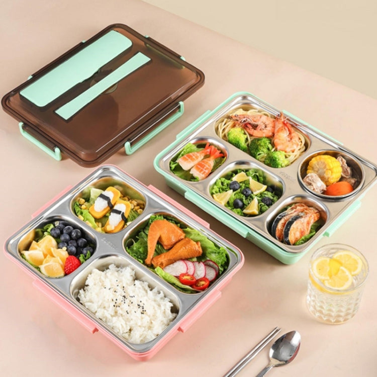 304 Edelstahl Brotdose Auslaufsicher Isoliert Studentenwohnheim Bento Box, 4 Fächer Schwarz