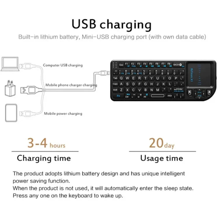 Rii X1 2.4G Mini kabellose Tastatur und Maus All-in-One-Kit
