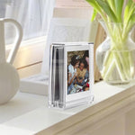 Doppelseitiger transparenter quadratischer Fotorahmenständer für Polaroids