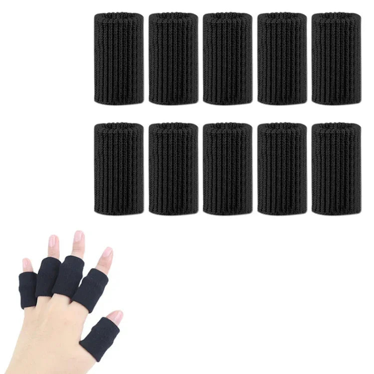 10er-Set Basketball-Fahrrad-Fingerschutz-Hülsen, Fingergelenk-Stretch-Strick-Sportschutz, Schwarz, Hautfarben, Blau, Grau