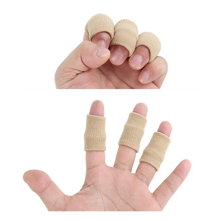 10er-Set Basketball-Fahrrad-Fingerschutz-Hülsen, Fingergelenk-Stretch-Strick-Sportschutz, Schwarz, Hautfarben, Blau, Grau