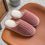 Cord Baumwoll Hausschuhe Winter Warm Rutschfest Dicke Sohle Flache Schuhe, 36-37, 38-39, 40-41, 42-43, 44-45