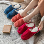 Cord Baumwoll Hausschuhe Winter Warm Rutschfest Dicke Sohle Flache Schuhe, 36-37, 38-39, 40-41, 42-43, 44-45