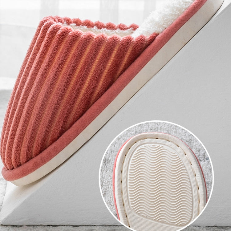 Cord Baumwoll Hausschuhe Winter Warm Rutschfest Dicke Sohle Flache Schuhe, 36-37, 38-39, 40-41, 42-43, 44-45