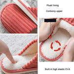 Cord Baumwoll Hausschuhe Winter Warm Rutschfest Dicke Sohle Flache Schuhe, 36-37, 38-39, 40-41, 42-43, 44-45