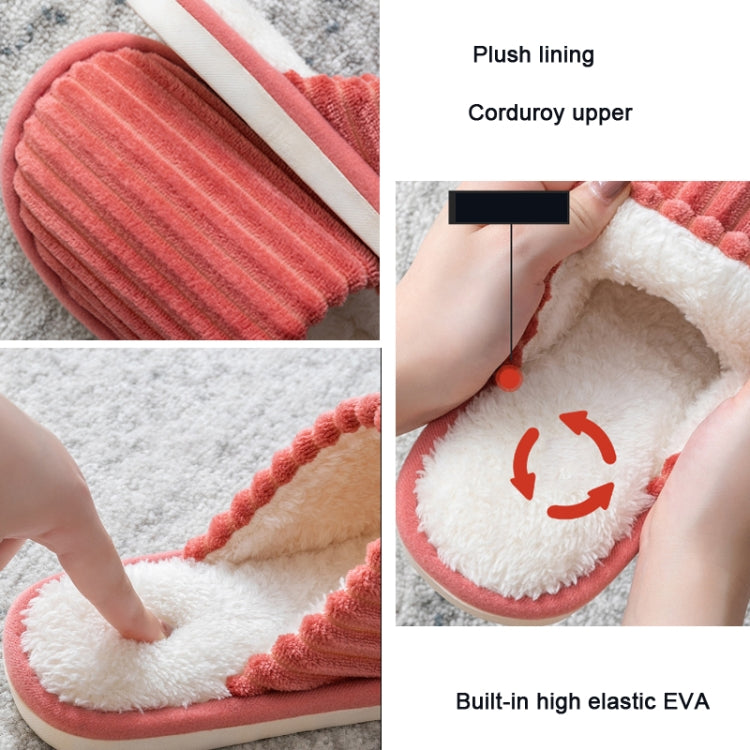 Cord Baumwoll Hausschuhe Winter Warm Rutschfest Dicke Sohle Flache Schuhe, 36-37, 38-39, 40-41, 42-43, 44-45