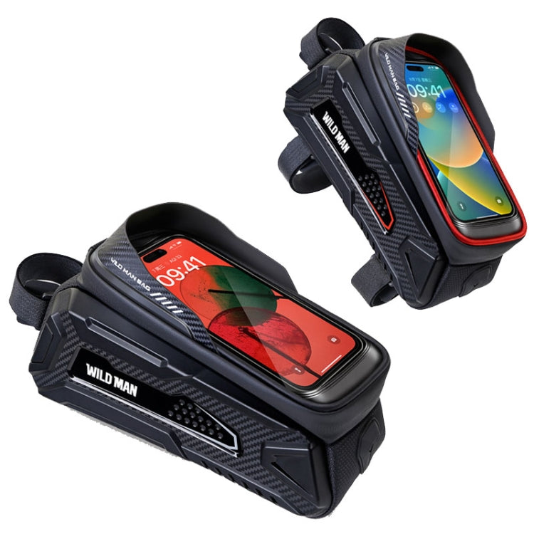 WILD MAN M30 1L Hartschalen Mountainbike Vorderradträger Tasche TPU Touchscreen Fahrradzubehör, M30 (Schwarz), M30 (Schwarz Rot)