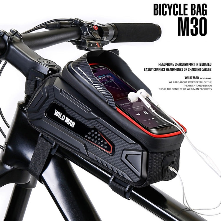 WILD MAN M30 1L Hartschalen Mountainbike Vorderradträger Tasche TPU Touchscreen Fahrradzubehör, M30 (Schwarz), M30 (Schwarz Rot)