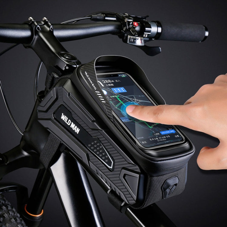 WILD MAN M30 1L Hartschalen Mountainbike Vorderradträger Tasche TPU Touchscreen Fahrradzubehör, M30 (Schwarz), M30 (Schwarz Rot)