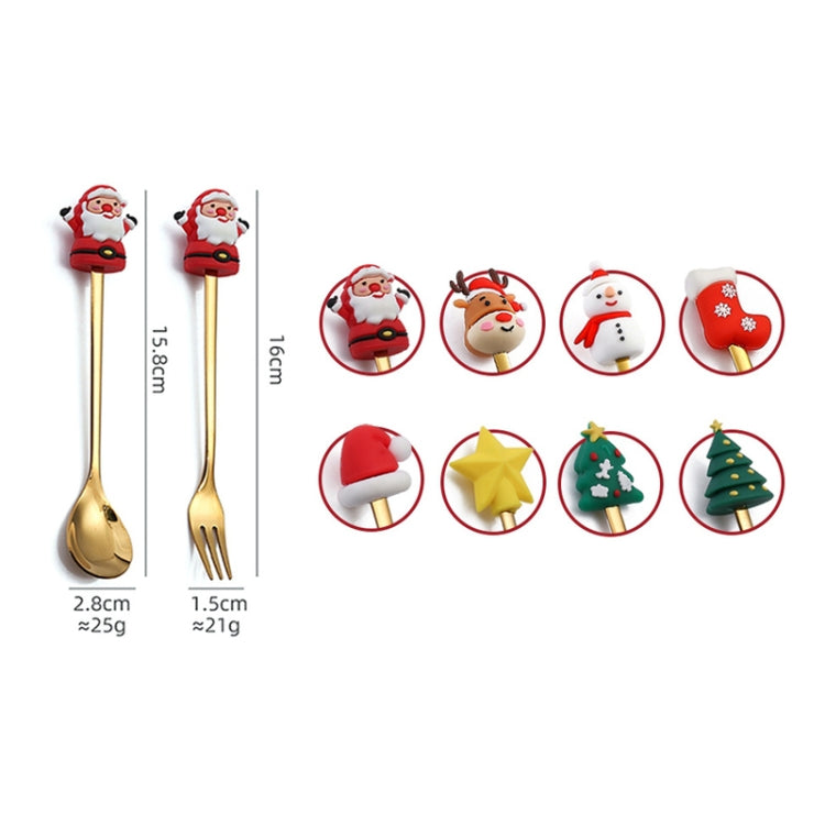 4 Stück/Packung Weihnachten Cartoon Puppe Edelstahl Besteck, A Löffel Gabel, D Löffel