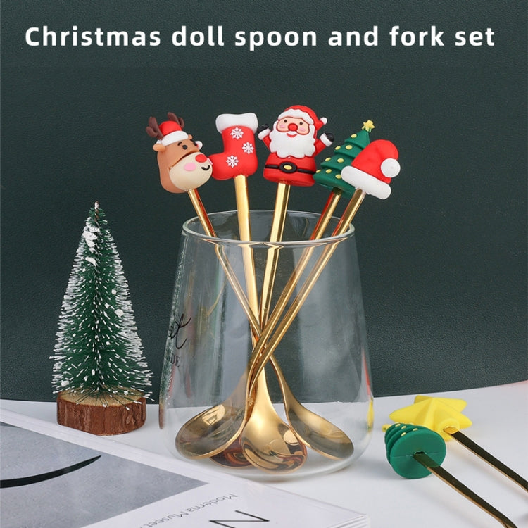 4 Stück/Packung Weihnachten Cartoon Puppe Edelstahl Besteck, A Löffel Gabel, D Löffel