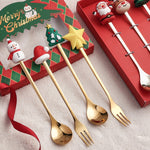 4 Stück/Packung Weihnachten Cartoon Puppe Edelstahl Besteck, A Löffel Gabel, D Löffel