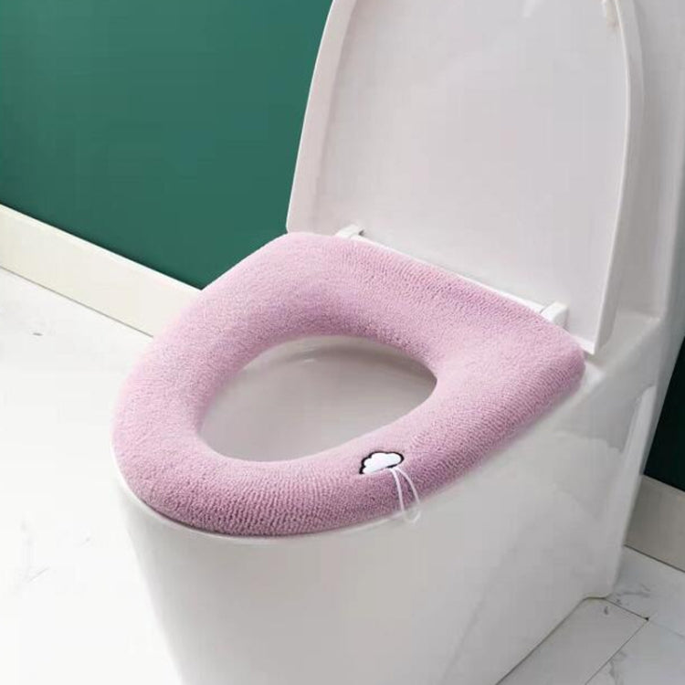 Universelles gestricktes waschbares Toilettenpolster, verdickter warmer Toilettensitzbezug für Zuhause, mit Griff Pink, mit Griff Grau, mit Griff Blau, flach Pink, flach Grau, flach Blau