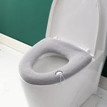 Universelles gestricktes waschbares Toilettenpolster, verdickter warmer Toilettensitzbezug für Zuhause, mit Griff Pink, mit Griff Grau, mit Griff Blau, flach Pink, flach Grau, flach Blau