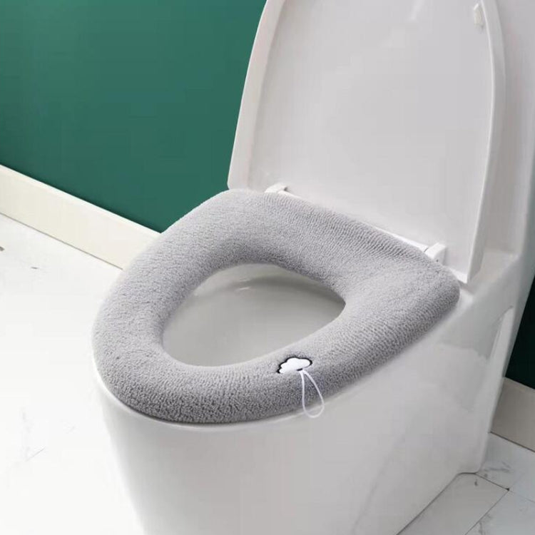 Universelles gestricktes waschbares Toilettenpolster, verdickter warmer Toilettensitzbezug für Zuhause, mit Griff Pink, mit Griff Grau, mit Griff Blau, flach Pink, flach Grau, flach Blau